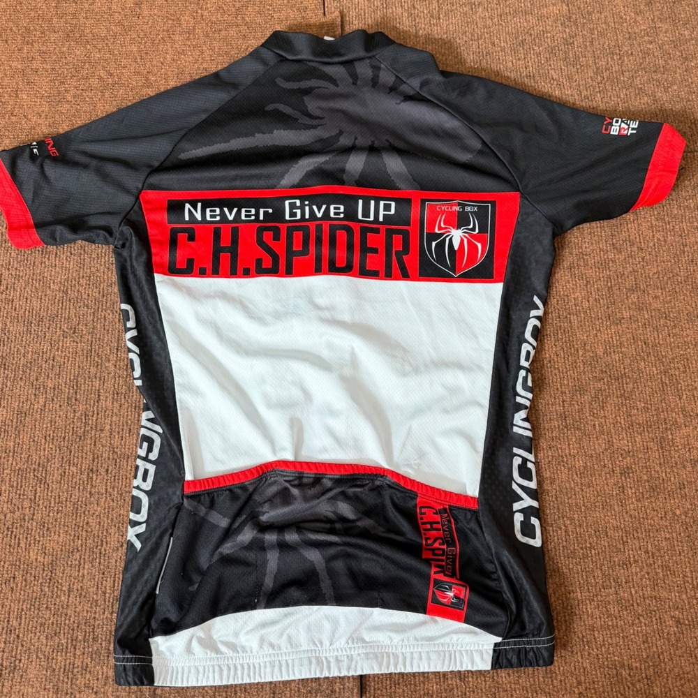 Cycling Box CH Spider Mens Cycling Jersey Short Sleeve Red Black White Size M A+ - Picture 7 of 8